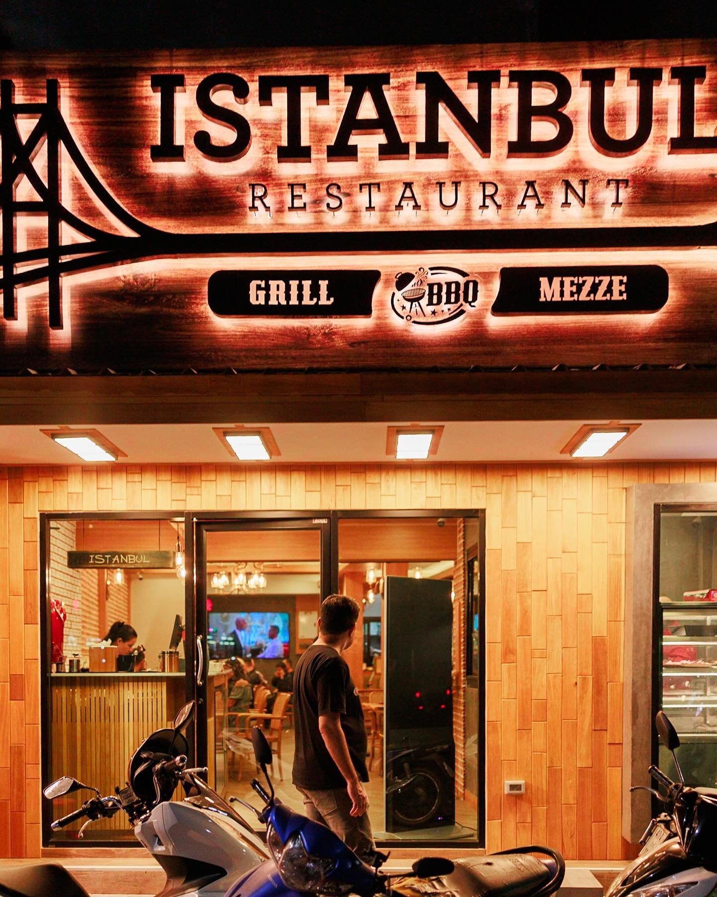 Istanbul Restaurant entrance at night